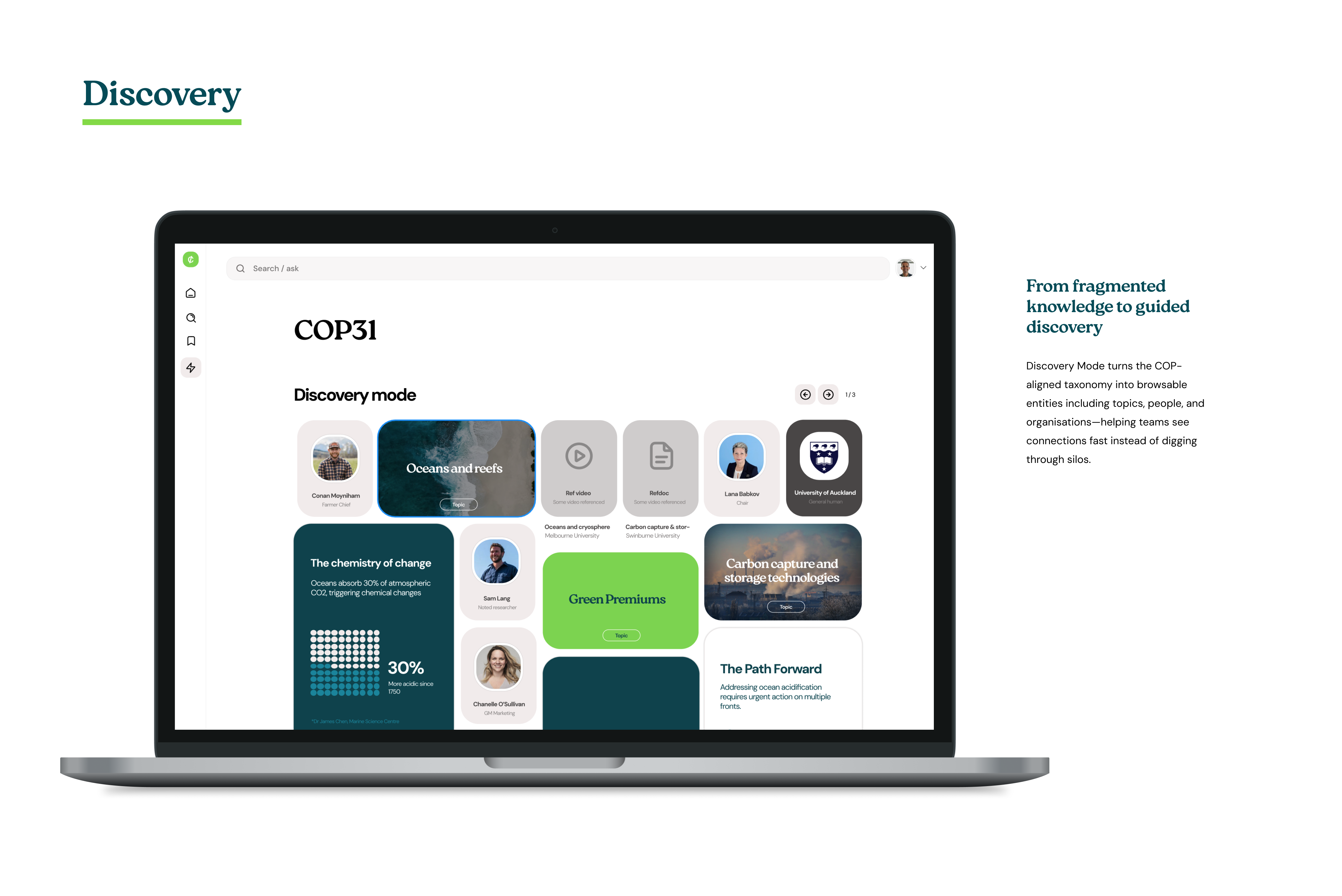 Climatalist desktop interface showing article with AI chat sidebar