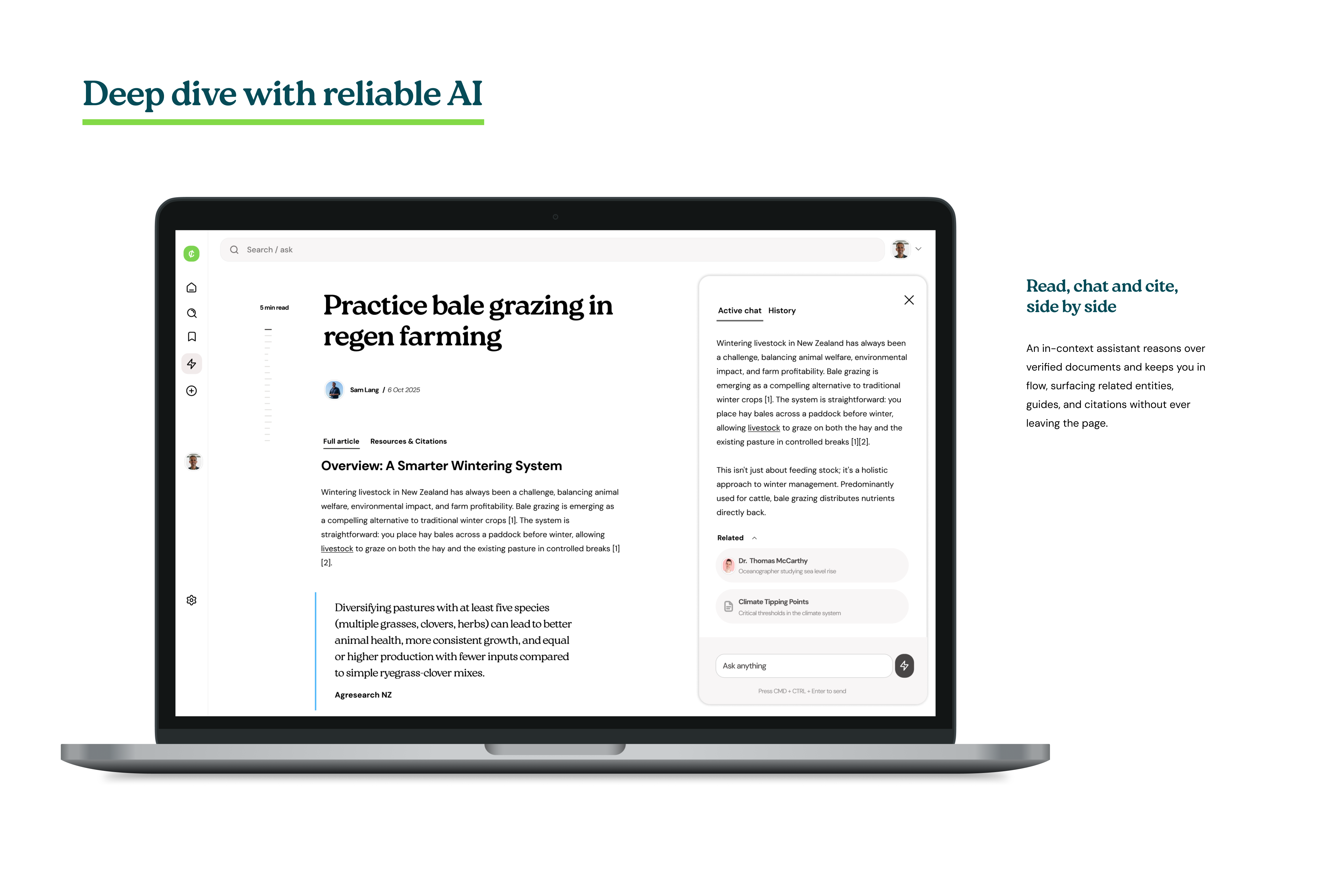 Climatalist key topics interface with curated climate content