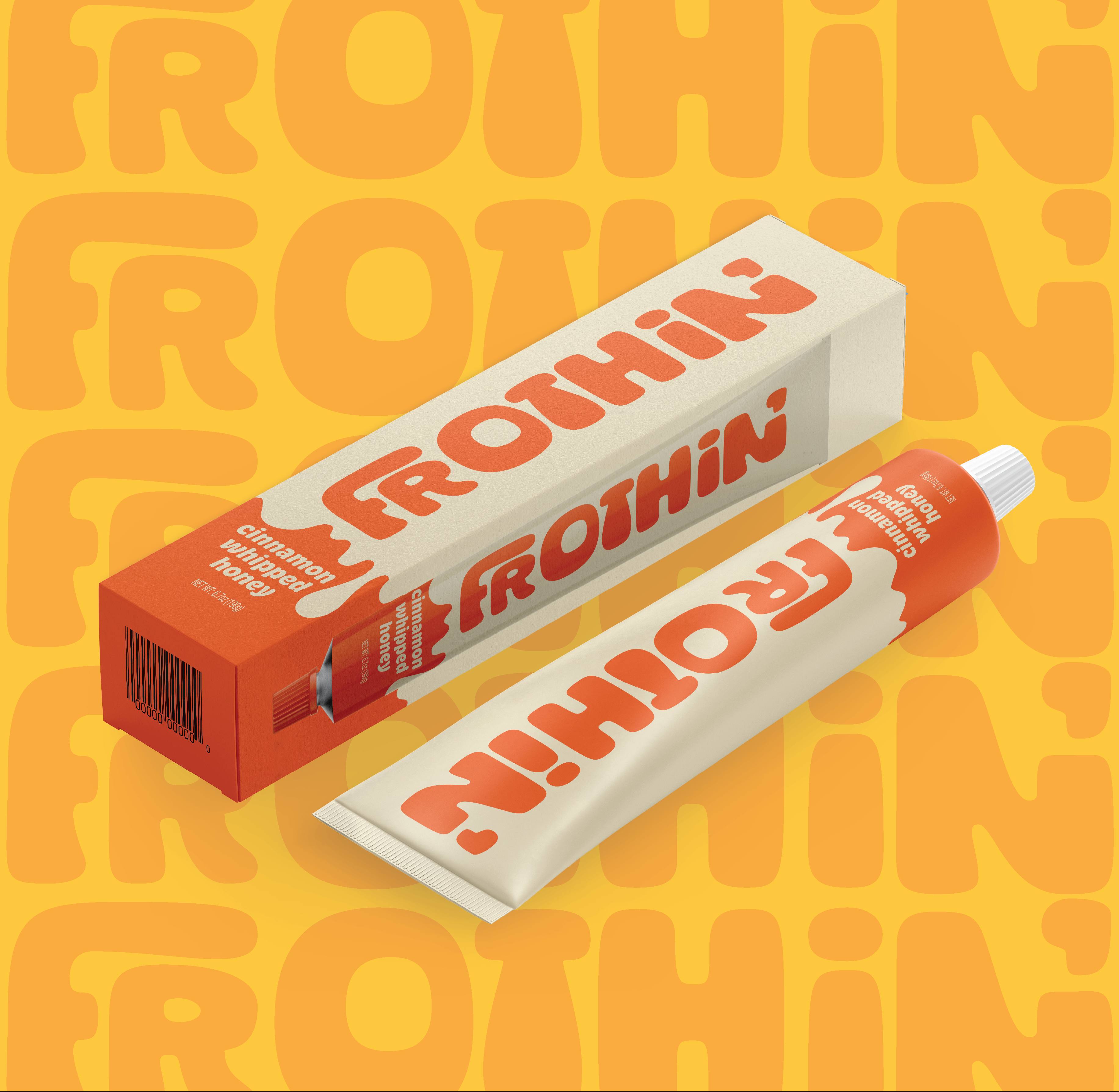 Orange Frothin' tube and box in warm background